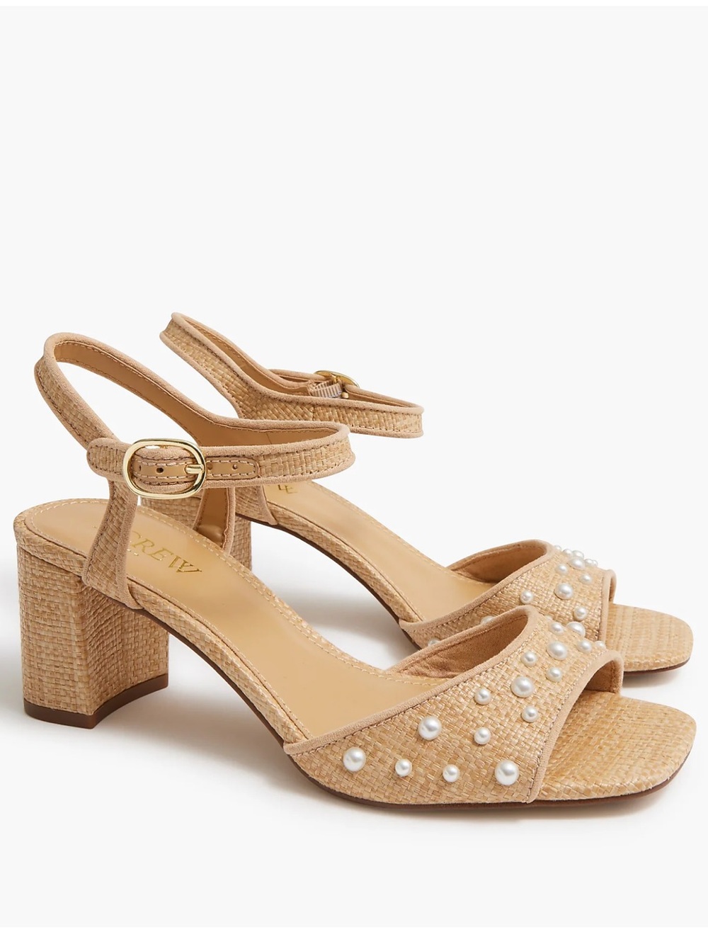 J. Crew Factory Woven pearl heeled sandals